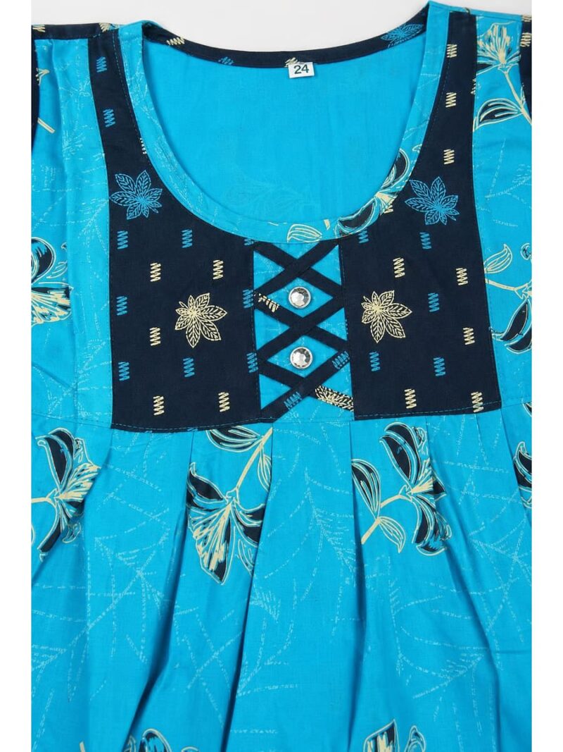 Girls Cotton Frock Nighty - Blue & Navy Blue