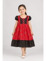 K-NY-562-05-RBY-3-4Y-f,,_front Girls Cotton Frock Nighty - Raspberry & Coffee