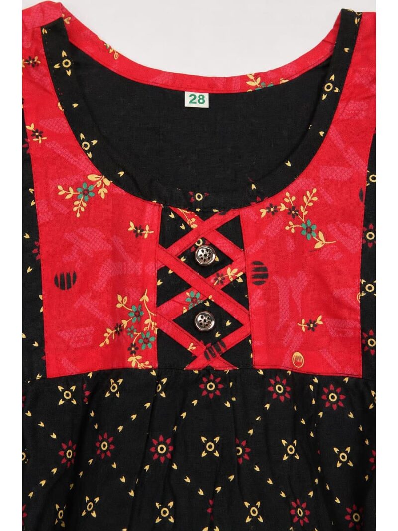 Girls Cotton Frock Nighty - Coffee & Raspberry