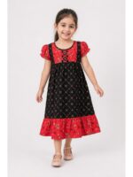 K-NY-562-06-CF-3-4Y-f.._front Girls Cotton Frock Nighty - Coffee & Raspberry