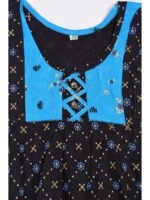 K-NY-562-08-CF-3-4-f.Y_detail Girls Cotton Frock Nighty - Coffee & Blue
