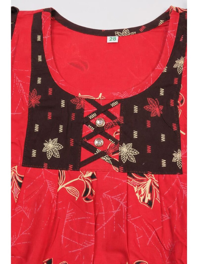 Girls Cotton Frock Nighty - Raspberry & Coffee