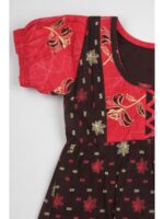 Girls Cotton Frock Nighty -Coffee & Raspberry