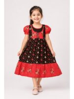 Girls Cotton Frock Nighty -Coffee & Raspberry
