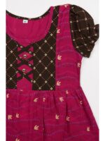 K-NY-562-15-CRS-6-7Y_detail Girls Cotton Frock Nighty - Cerise & Olive Green