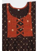 K-NY-562-17-TG-6-7Y_detail Girls Cotton Frock Nighty - Tangerine & Coffee