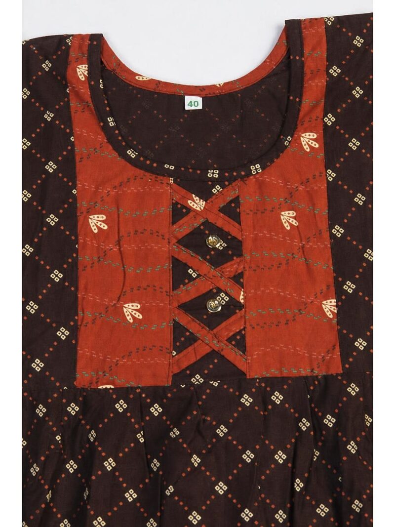 Girls Cotton Frock Nighty - Tangerine & Coffee