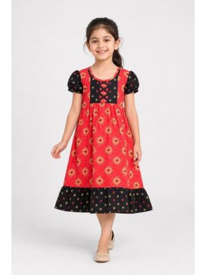Girls Cotton Frock Nighty - Raspberry