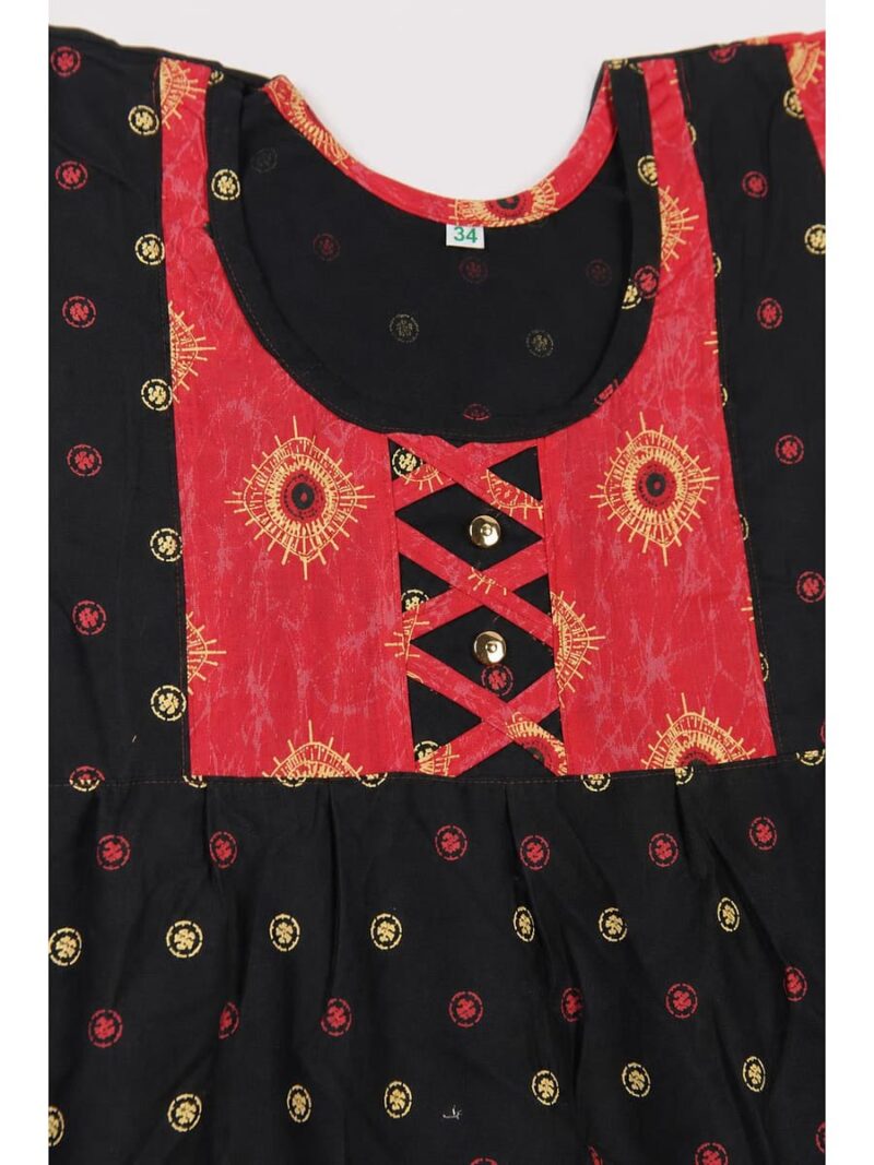 Girls Cotton Frock Nighty - Black