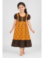 K-NY-562-21-AM-5-6Y_front Girls Cotton Frock Nighty - Amber