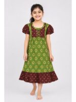 K-NY-562-23-MG-5-6Y_front Girls Cotton Frock Nighty - Mint Green