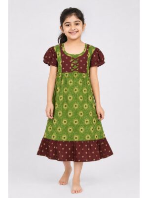Girls Cotton Frock Nighty - Mint Green