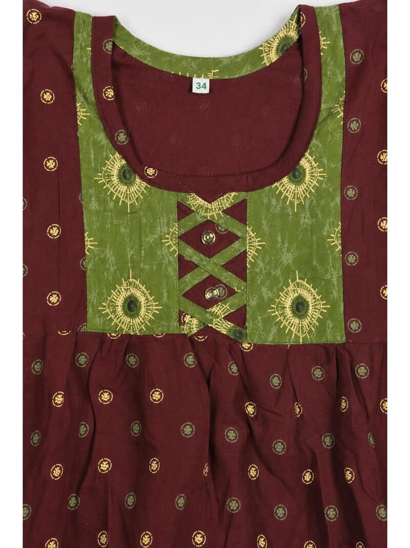 Girls Cotton Frock Nighty - Maroon