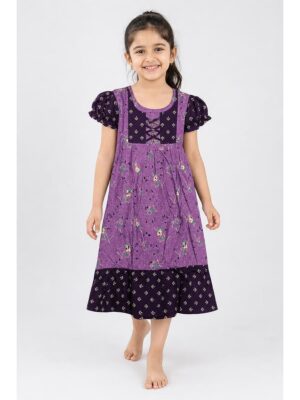 Girls Cotton Frock Nighty - Mauve
