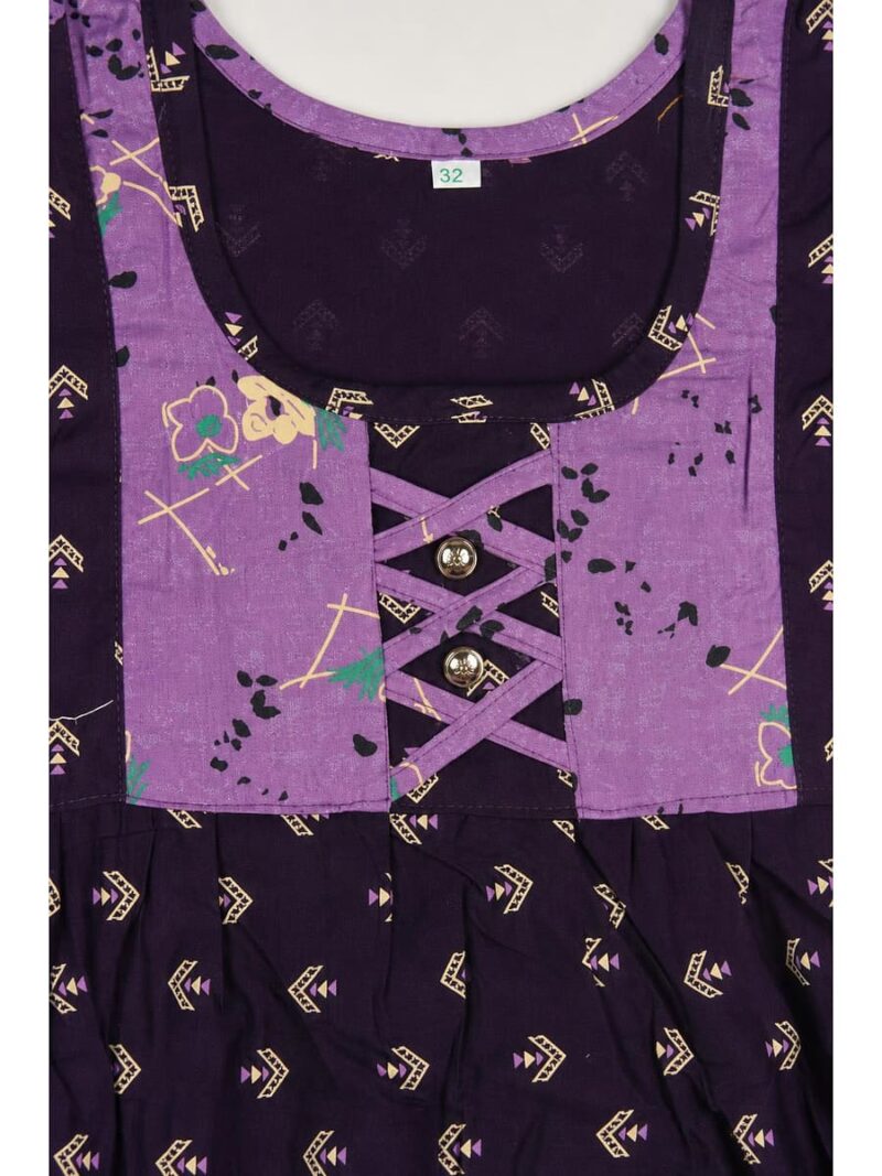 Girls Cotton Frock Nighty - Purple