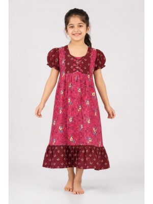 Girls Cotton Frock Nighty - Blush Pink