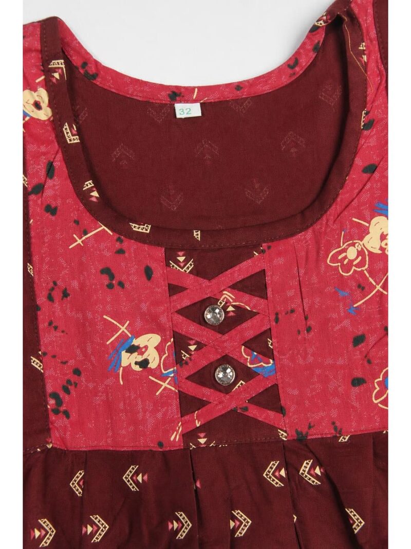 Girls Cotton Frock Nighty - Maroon
