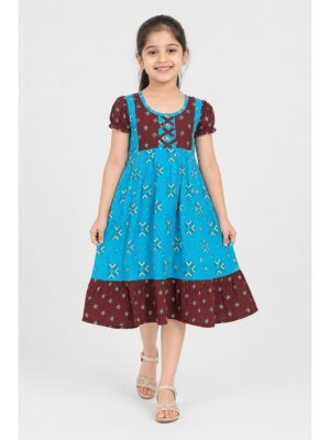 Girls Cotton Frock Nighty - Blue