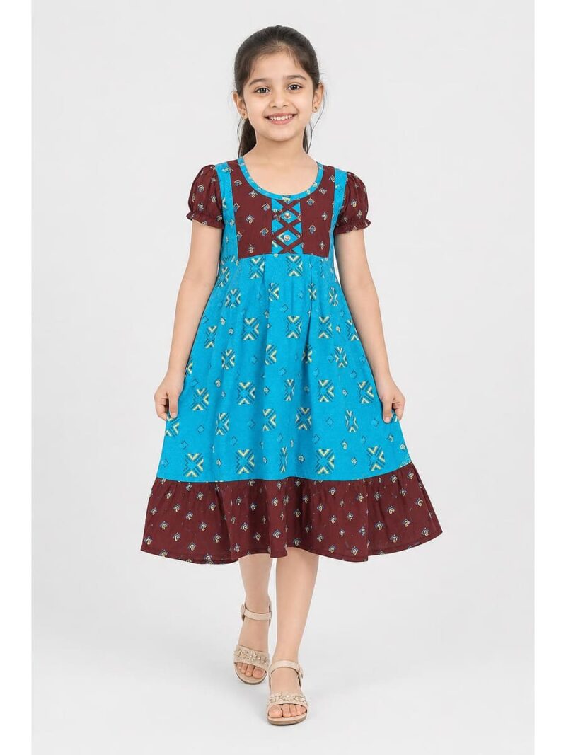 Girls Cotton Frock Nighty - Blue