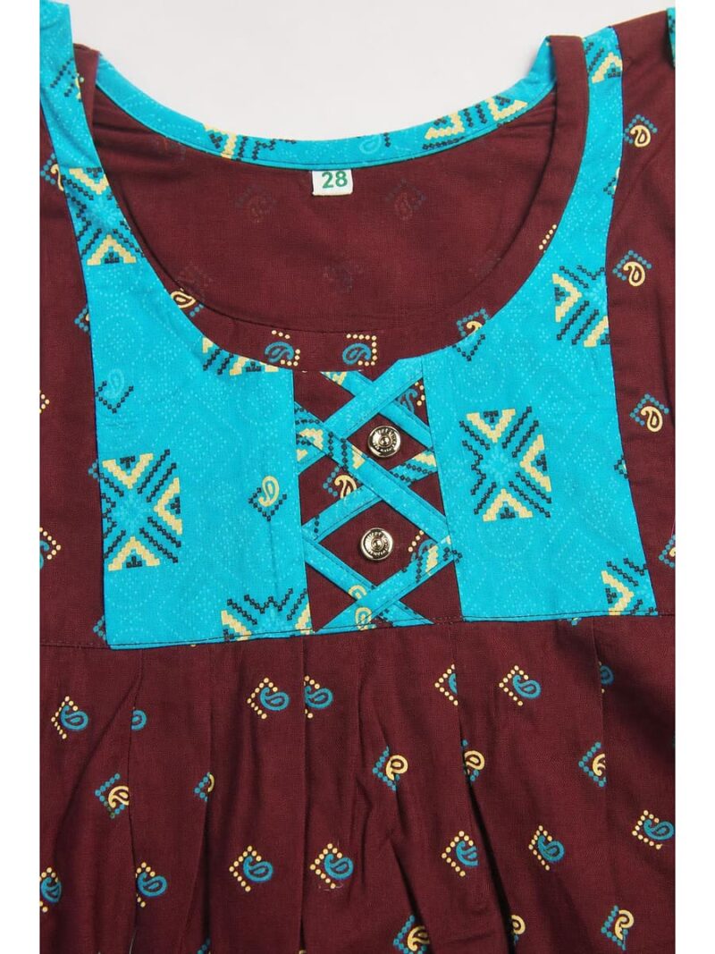 Girls Cotton Frock Nighty - Maroon