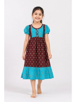 Girls Cotton Frock Nighty - Maroon