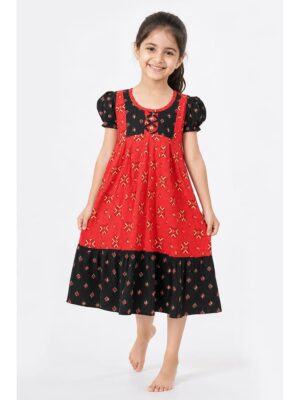 Girls Cotton Frock Nighty - Raspberry