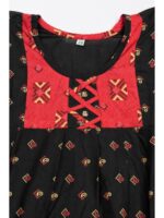 K-NY-562-36-OG-6-7Y_detail Girls Cotton Frock Nighty - Olive Green