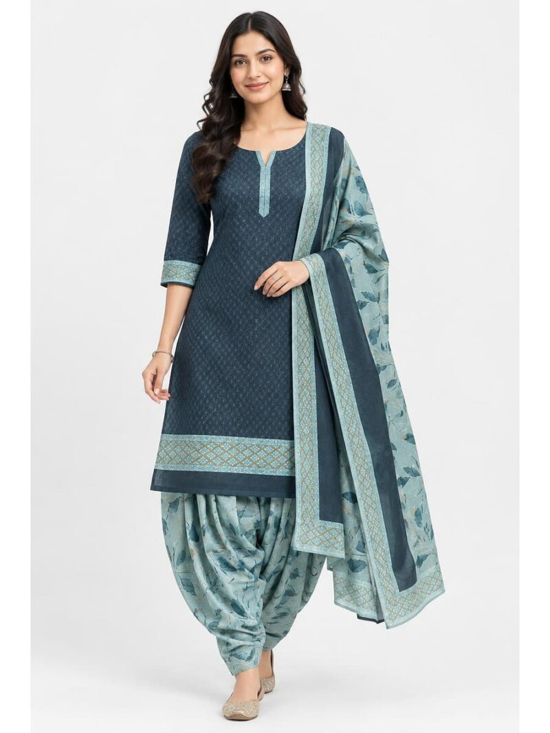 W-DM-554-03-SG_front Women’s Unstitched Dress Material, Crepe – Seafoam Green