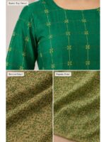 Women's Cotton Unstitched Dress Material - Green & Beige
