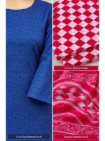 W-DM-614-02-RB-b. Women's Cotton Unstitched Dress Material – Royal Blue & Pink