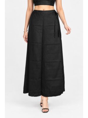 Cotton Petticoat / In-Skirt ,Overlocked 8 Part - Black