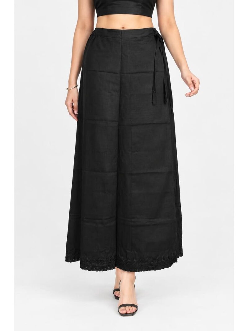 Cotton Petticoat / In-Skirt ,Overlocked 8 Part - Black