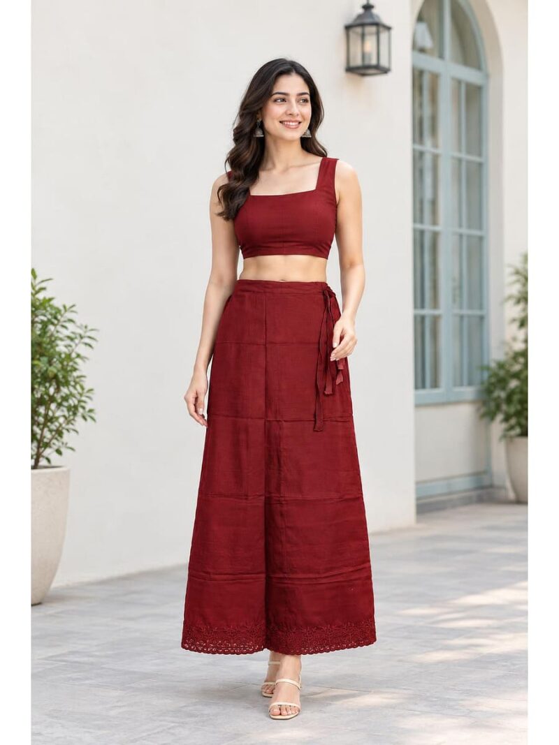 Cotton Petticoat / In-Skirt ,Overlocked 8 Part - Maroon