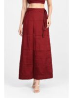W-IS-567-04-MR-100CM_front Cotton Petticoat / In-Skirt ,Overlocked 8 Part - Maroon