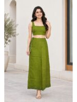 W-IS-567-05-OG-100CM_detail Cotton Petticoat / In-Skirt ,Overlocked 8 Part - Olive Green