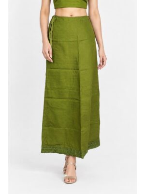 Cotton Petticoat / In-Skirt ,Overlocked 8 Part - Olive Green