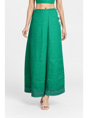 Cotton Petticoat / In-Skirt ,Overlocked 8 Part - Olive Green