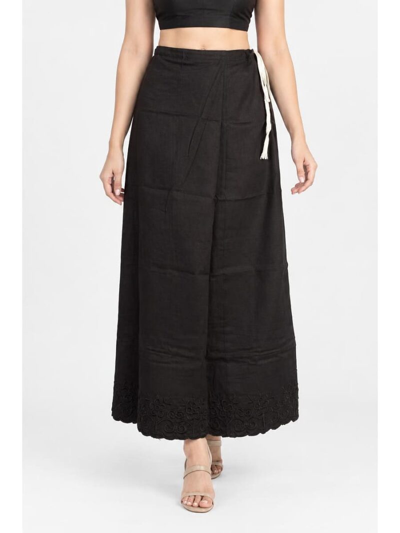 W-IS-568-02-CF-100-fCM_front Cotton Petticoat / In-Skirt ,Overlocked 7 Part - Coffee