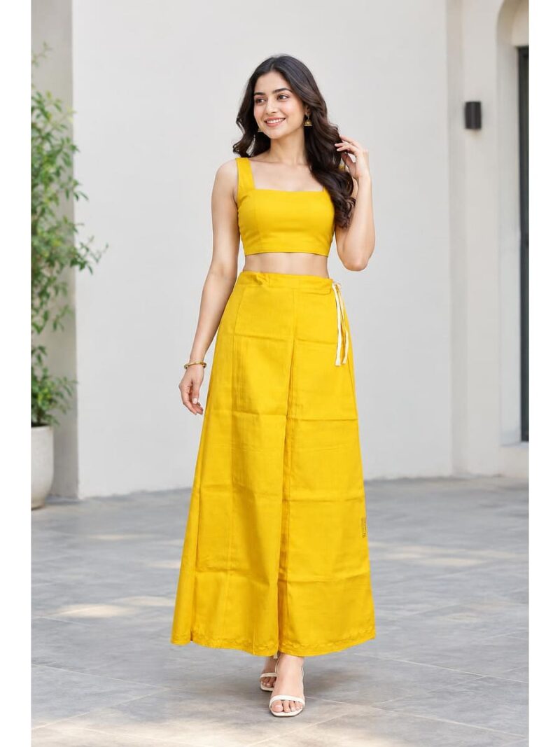 Cotton Petticoat / In-Skirt ,Overlocked 7 Part - Yellow