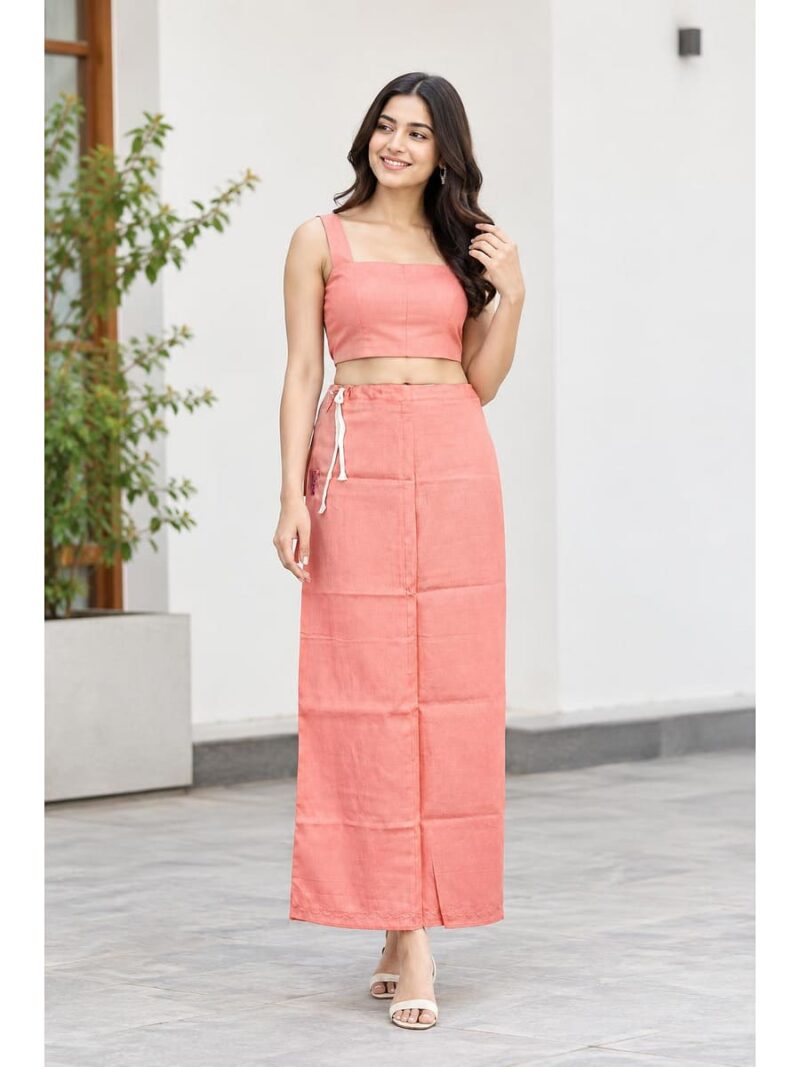 Cotton Petticoat / In-Skirt ,Overlocked 7 Part - Pink