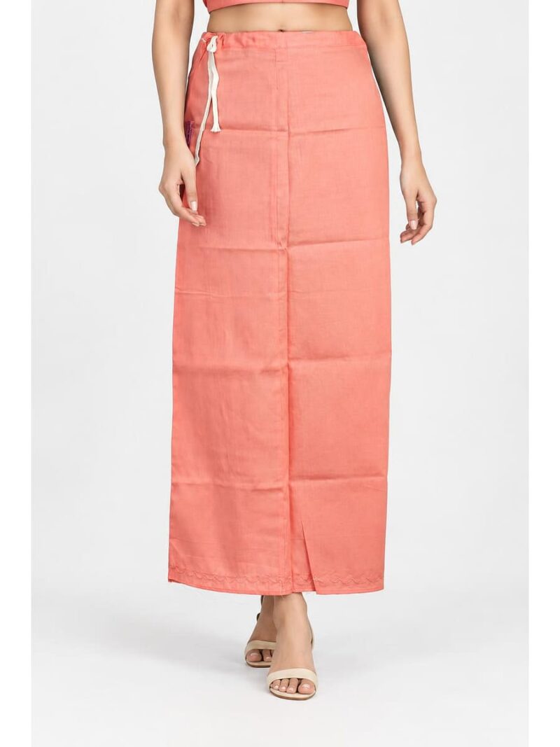 W-IS-569-02-PK-100CM_front Cotton Petticoat / In-Skirt ,Overlocked 7 Part - Pink