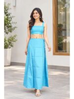 W-IS-571-01-BL-100CM_detail Cotton Petticoat / In-Skirt ,Overlocked 7 Part - Blue