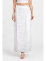 W-IS-573-01-WH-100CM_front Cotton Petticoat / In-Skirt ,Overlocked 7 Part - White