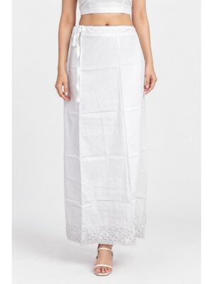 Cotton Petticoat / In-Skirt ,Overlocked 7 Part - White