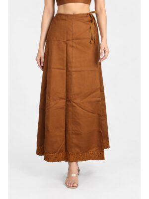 Cotton Petticoat / In-Skirt ,Overlocked 7 Part - Brown