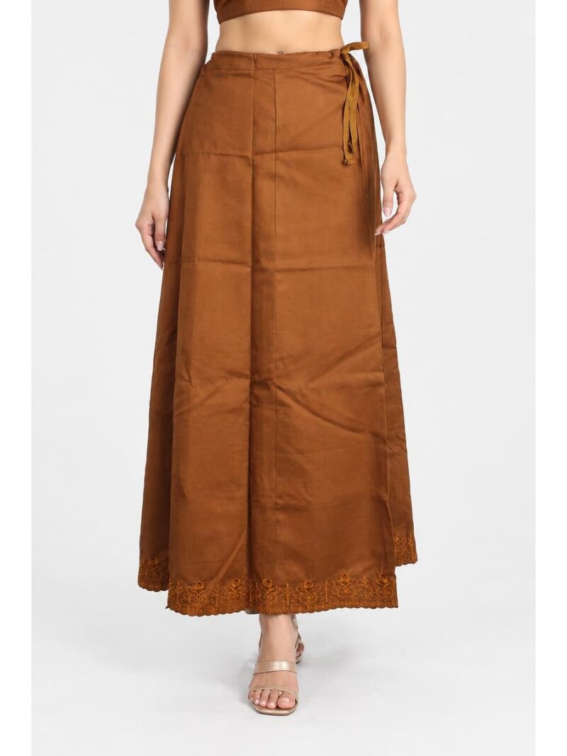 Cotton Petticoat / In-Skirt ,Overlocked 7 Part - Brown
