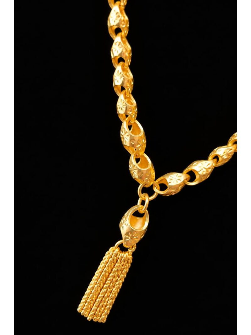 Women's Gold-Tone Floral Link Tassel Chain Necklace