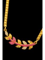 Women's Gold-Tone Pink Floral Pendant Chain Necklace