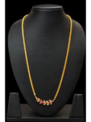 Women's Gold-Tone Pink Floral Pendant Chain Necklace