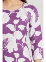 W-KT-642-02-LV-L_detail Women's Cotton Floral Printed Straight Kurta – Lavender